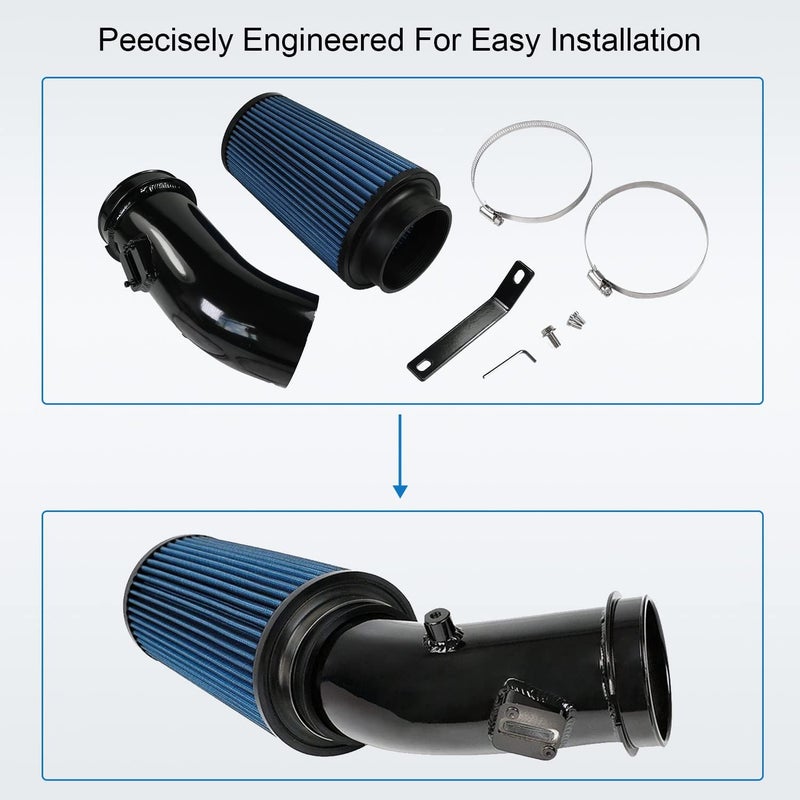 LDMINDA 4" Cold Air Intake Pipe Kit with Oiled Filter, Filter System Replacement for 2011-2016 Ford Power stroke Diesel Engine 6.7L, F-250 F-350 F-450 Super Duty 6.7L Diesel (2011 2012 2013 2014 2015 2016) - Image 4
